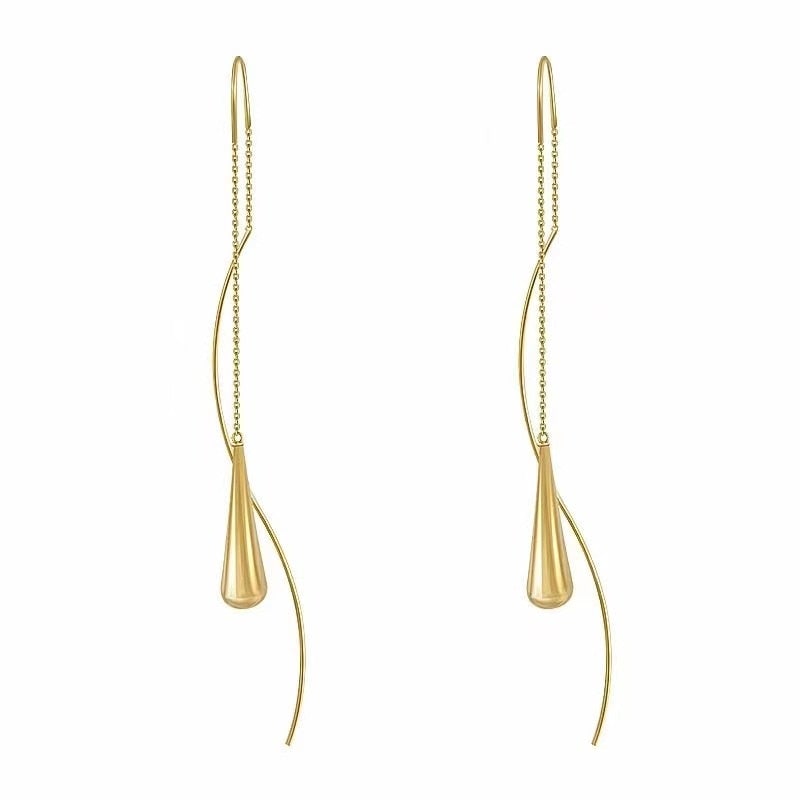 Golden Teardrop Tassel Earrings