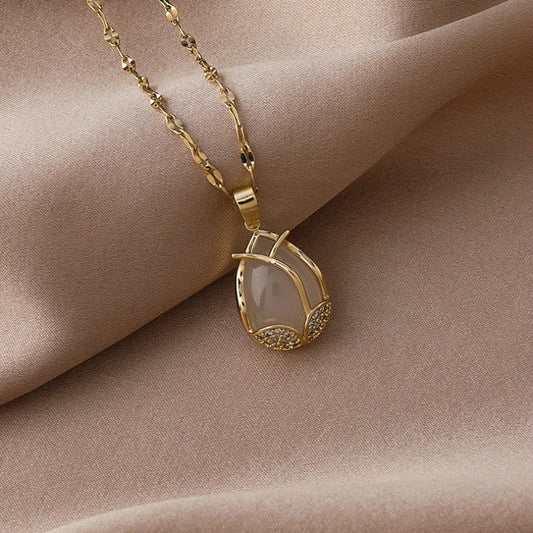 Collier Cristal Tulipe Dorée