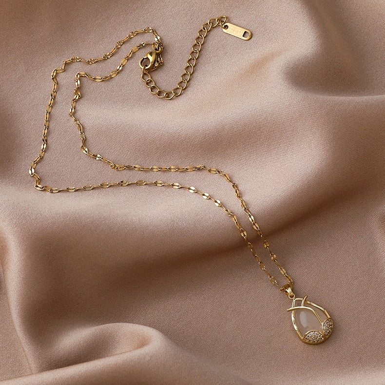 Golden Tulip Crystal Necklace