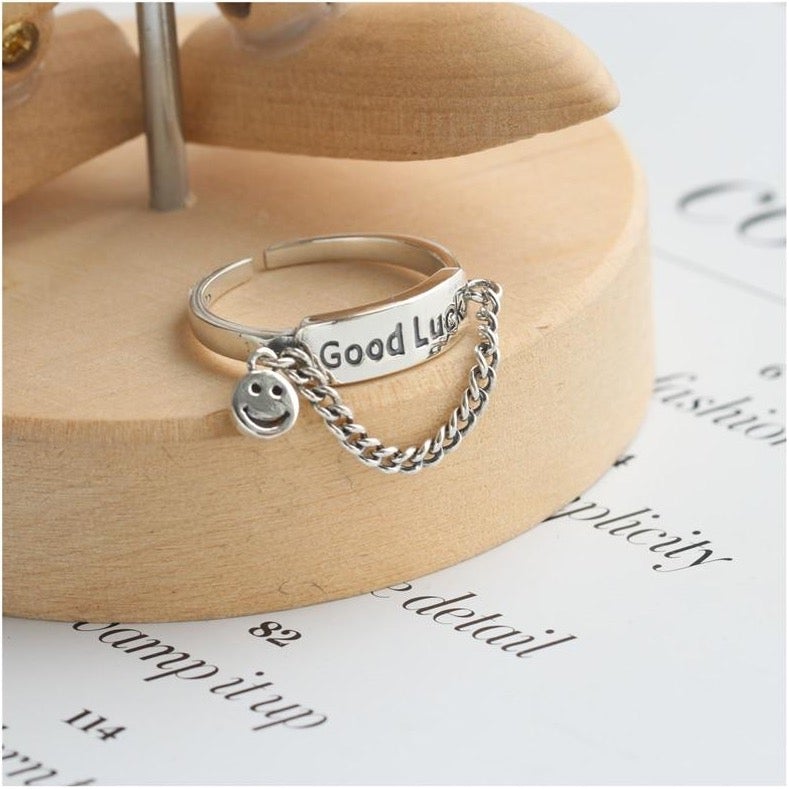 Good Luck Smiley Face Ring