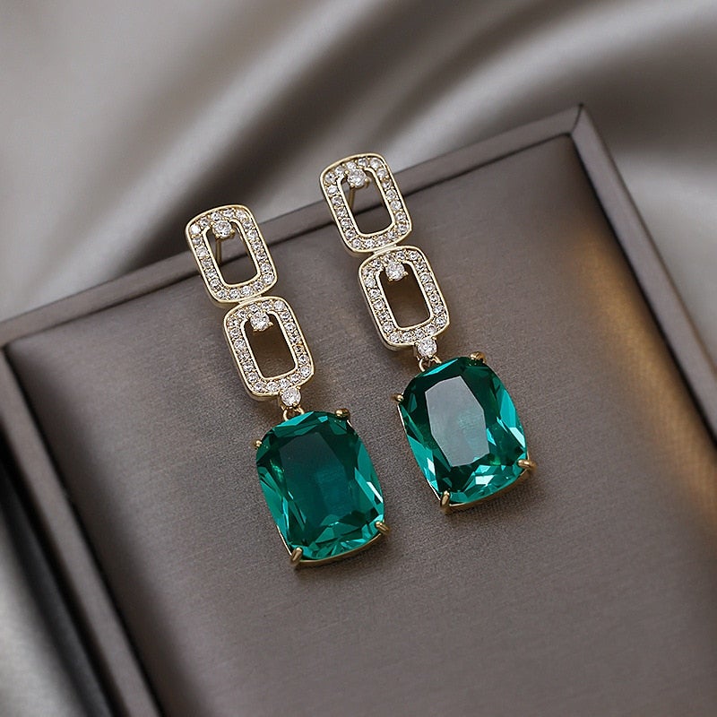 Green Crystal Mist Earrings