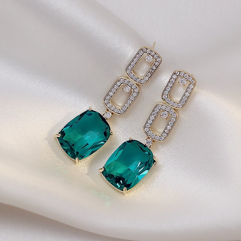 Green Crystal Mist Earrings