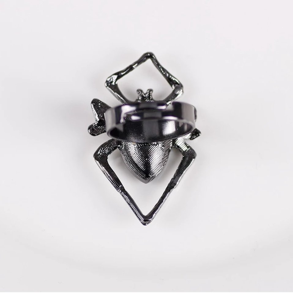 Green Crystal Spider Ring