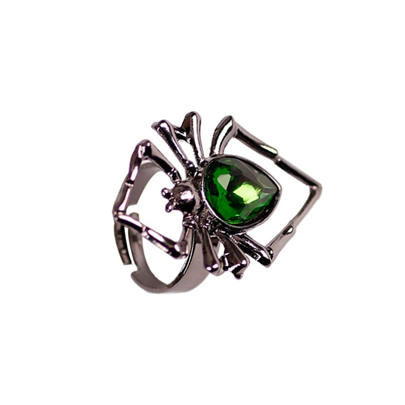 Green Crystal Spider Ring