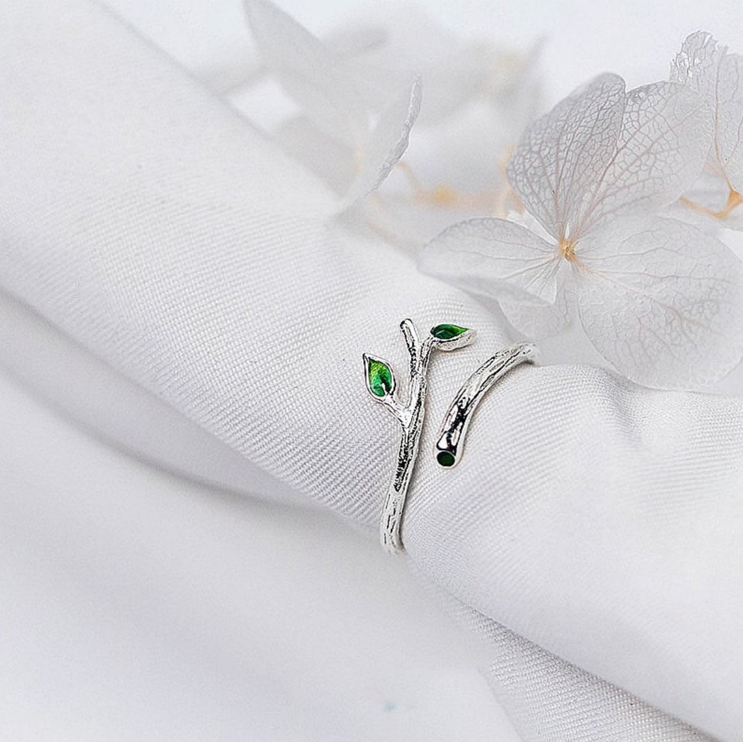 Green Vine Silver Ring