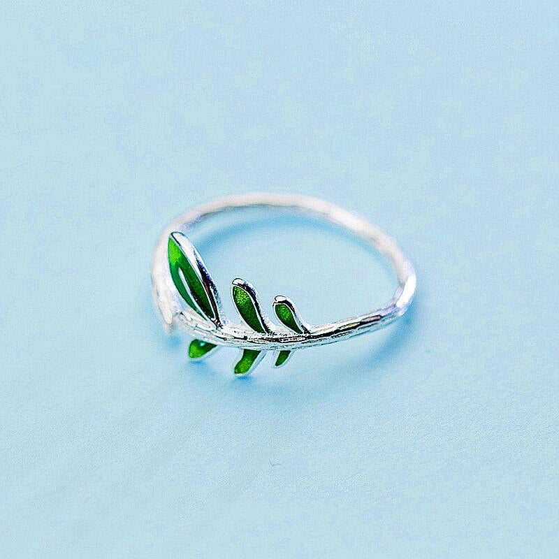 Green Vine Silver Ring