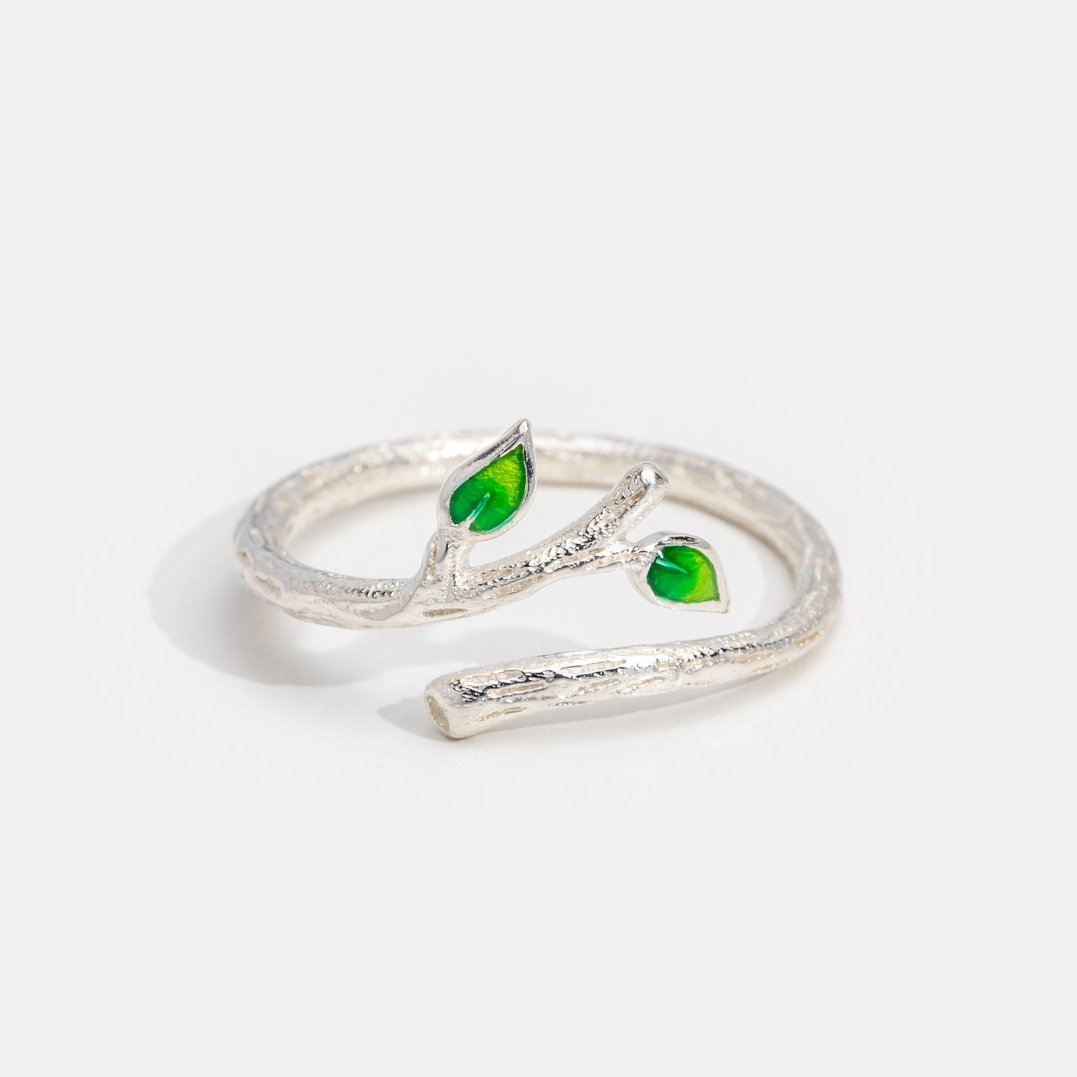 Green Vine Silver Ring