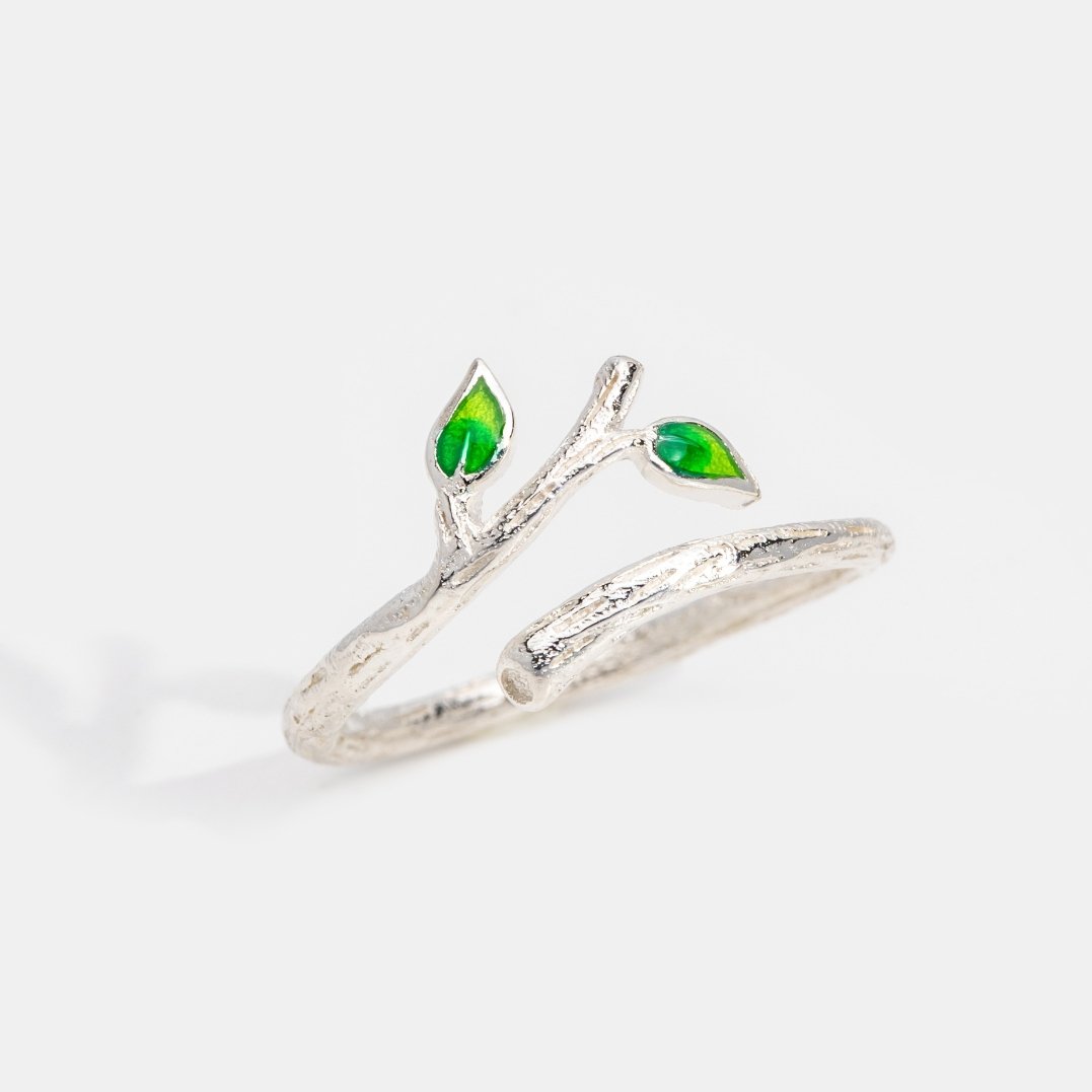 Green Vine Silver Ring