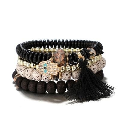 Hamsa Hand Tassel Bracelet Set