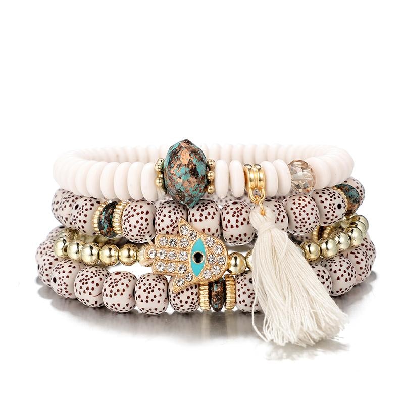 Hamsa Hand Tassel Bracelet Set