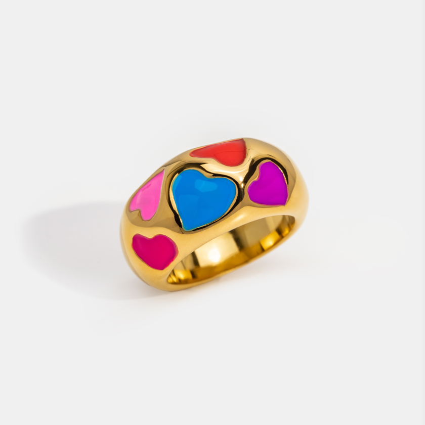 ‘Happy In Love’ Multicolor Heart Ring