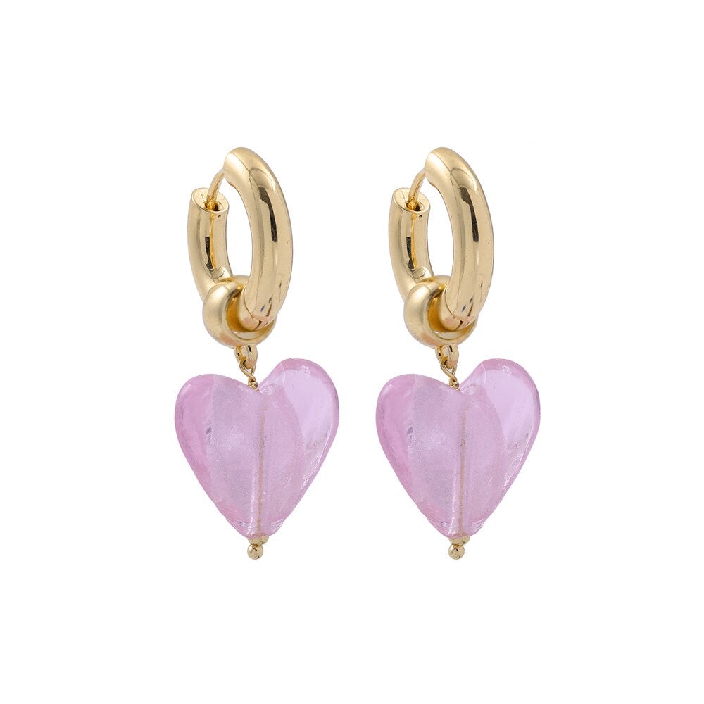 Boucles D'oreilles Coeur De Verre