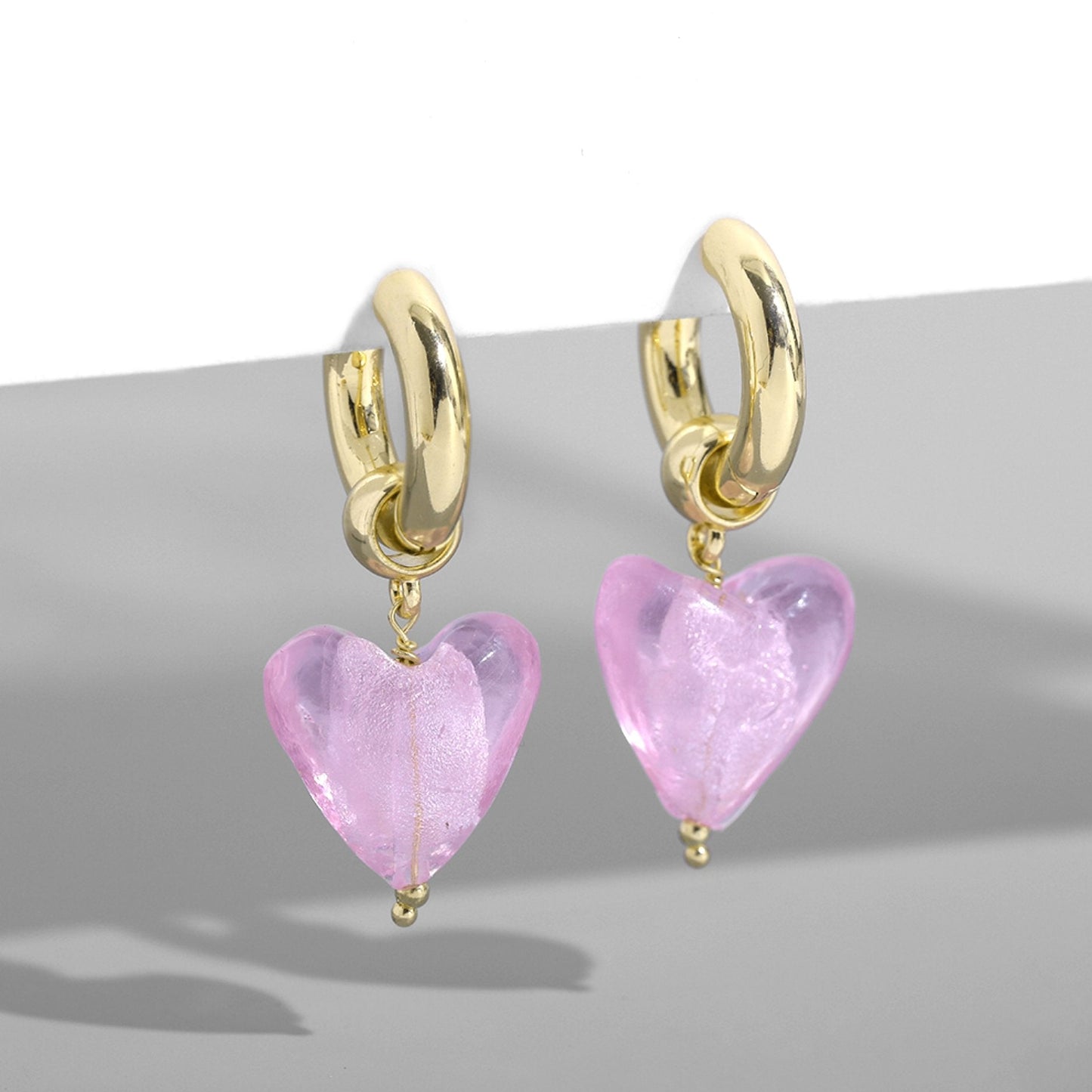 Boucles D'oreilles Coeur De Verre