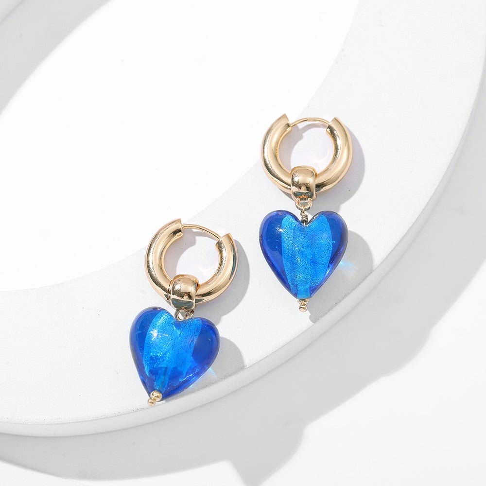 Boucles D'oreilles Coeur De Verre