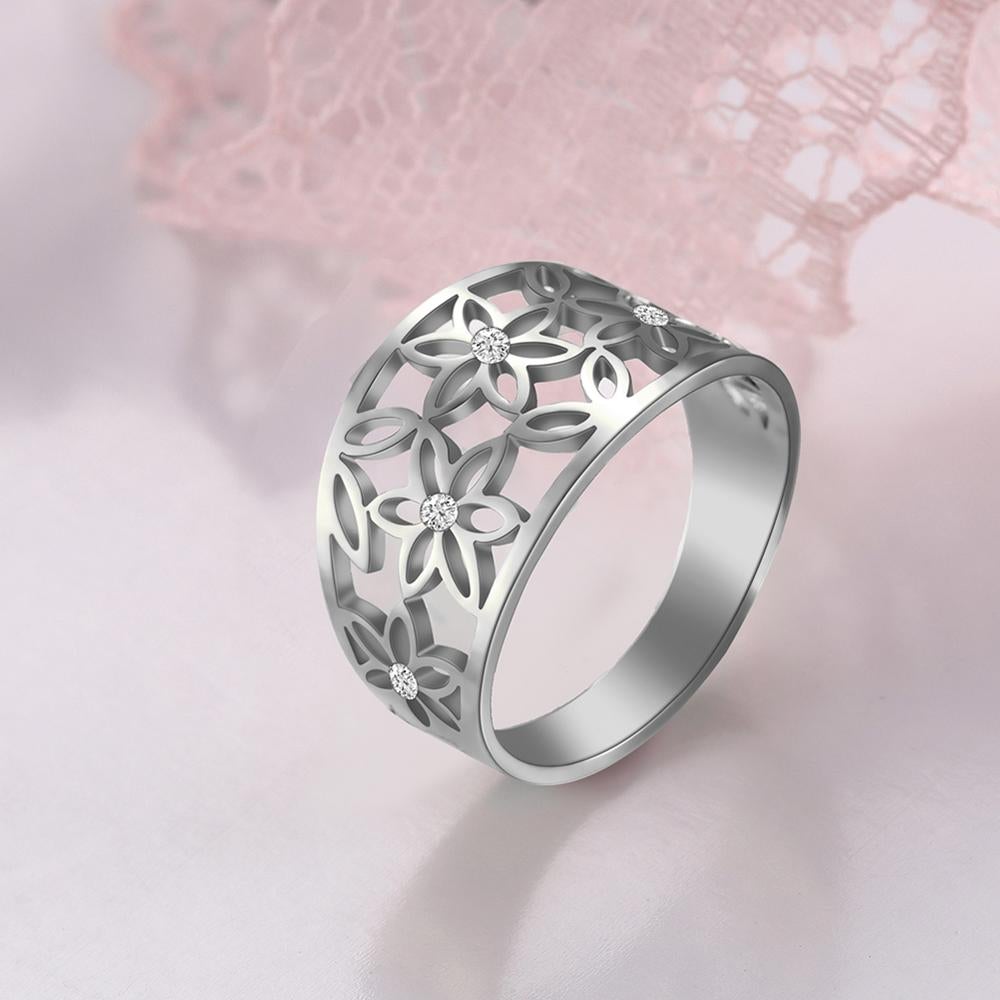 Hollow Flower & Crystal Ring