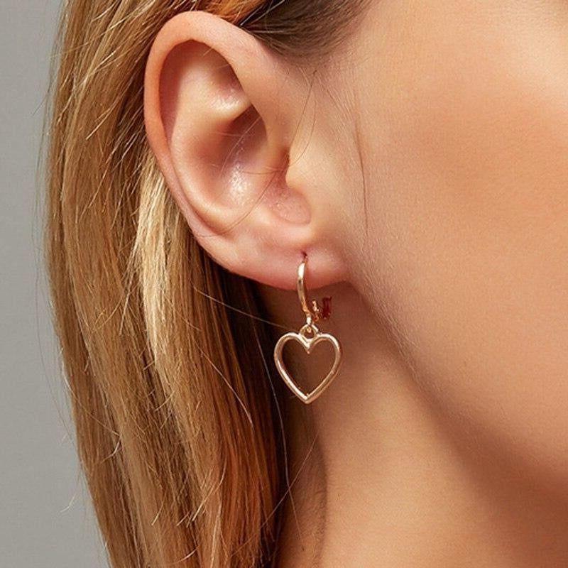 Boucles d'Oreilles Pendantes Coeur Creux