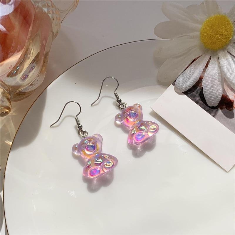 Holographic Teddy Bear Earrings