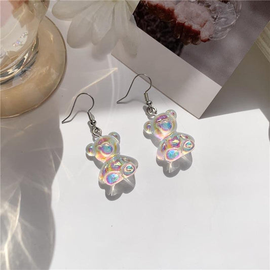 Holographic Teddy Bear Earrings