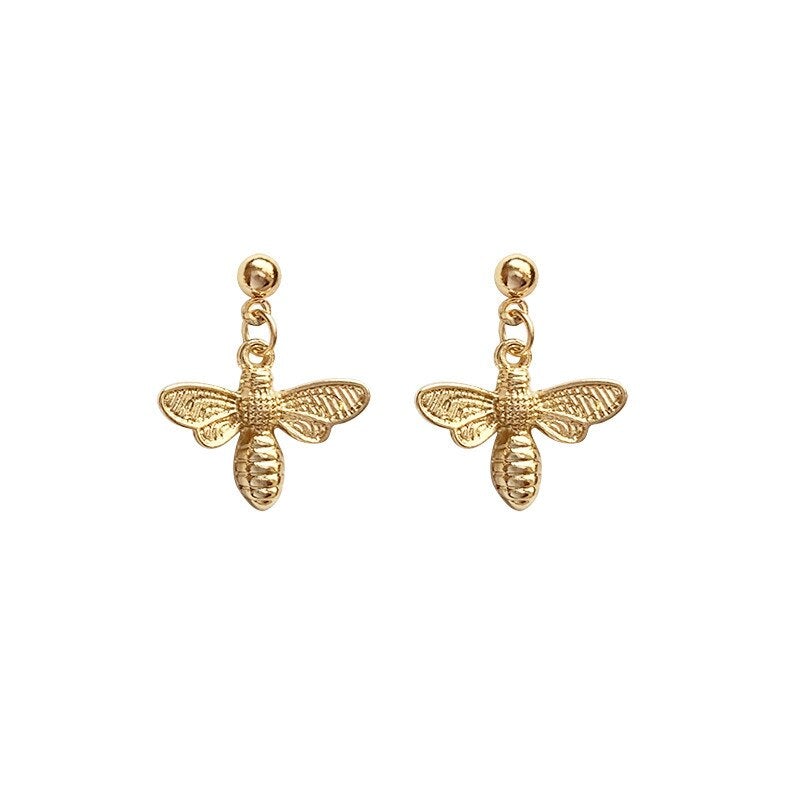 Boucles d'Oreilles Dorées Abeille