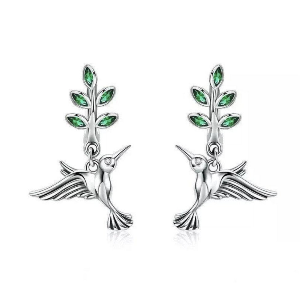 Boucles d'oreilles en argent sterling 925 Colibri