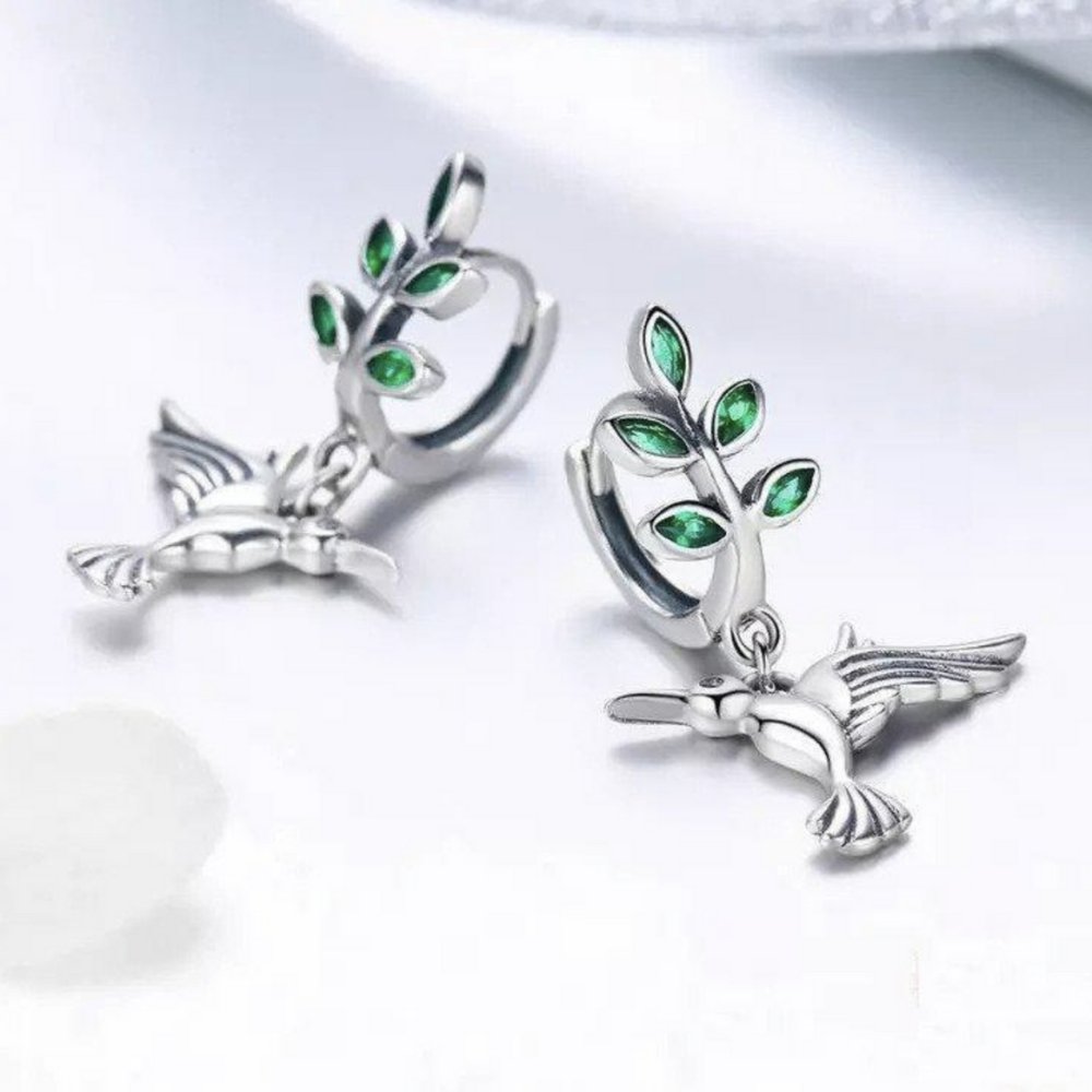 Boucles d'oreilles en argent sterling 925 Colibri