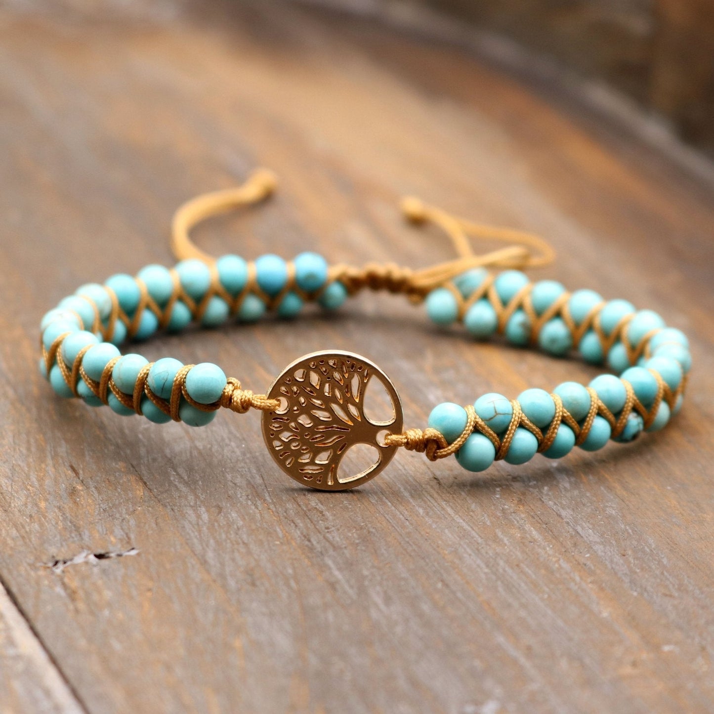 Jasper Stone Tree of Life Turquoise Bracelet