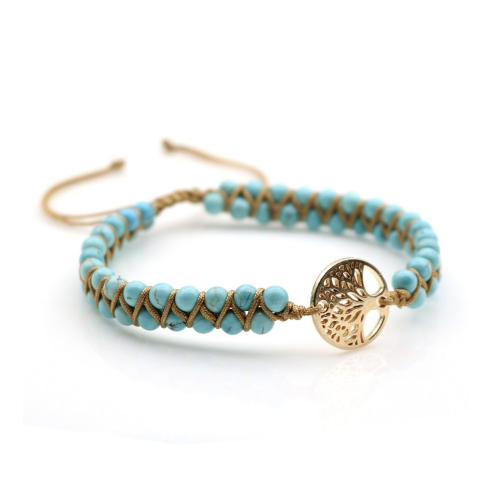 Jasper Stone Tree of Life Turquoise Bracelet