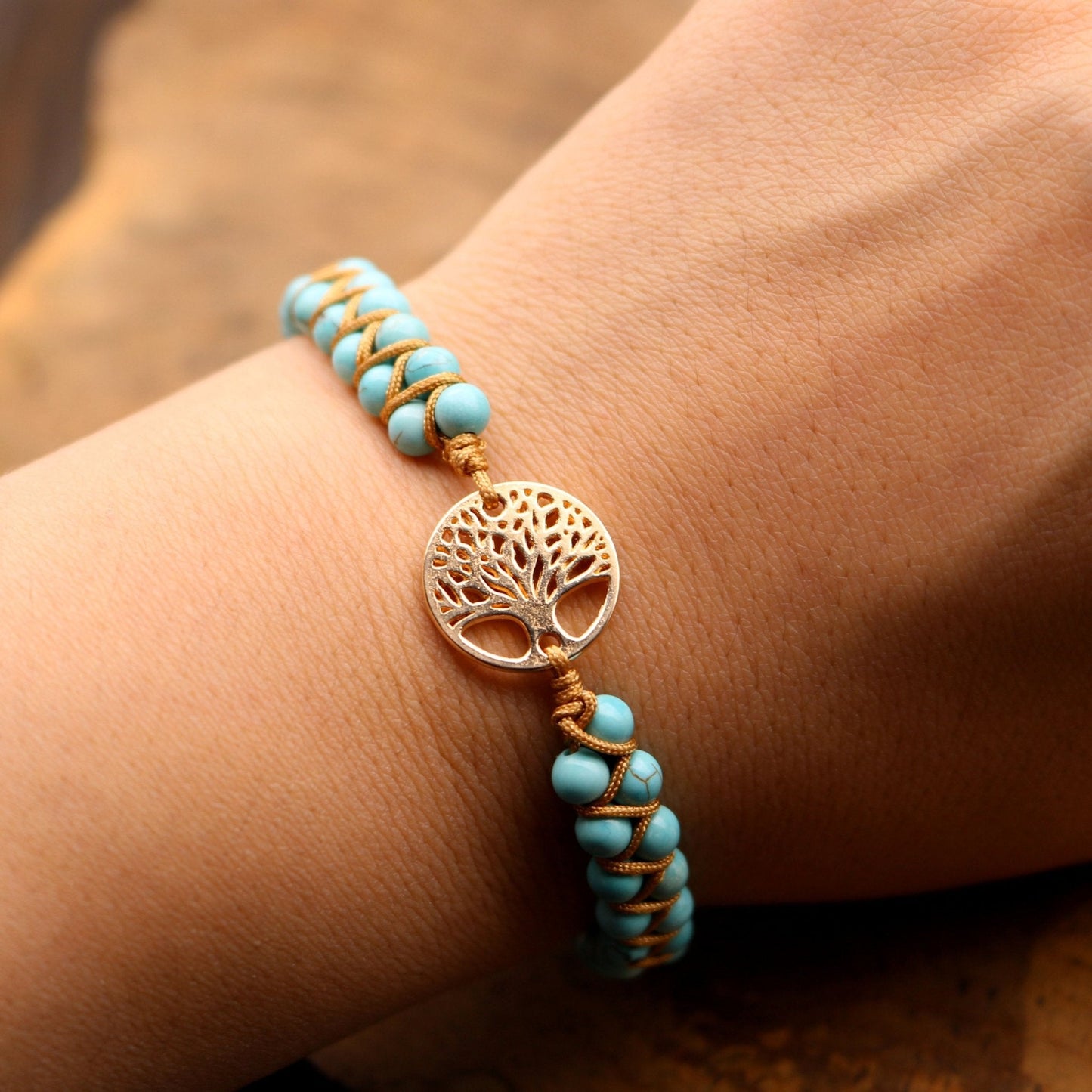 Jasper Stone Tree of Life Turquoise Bracelet