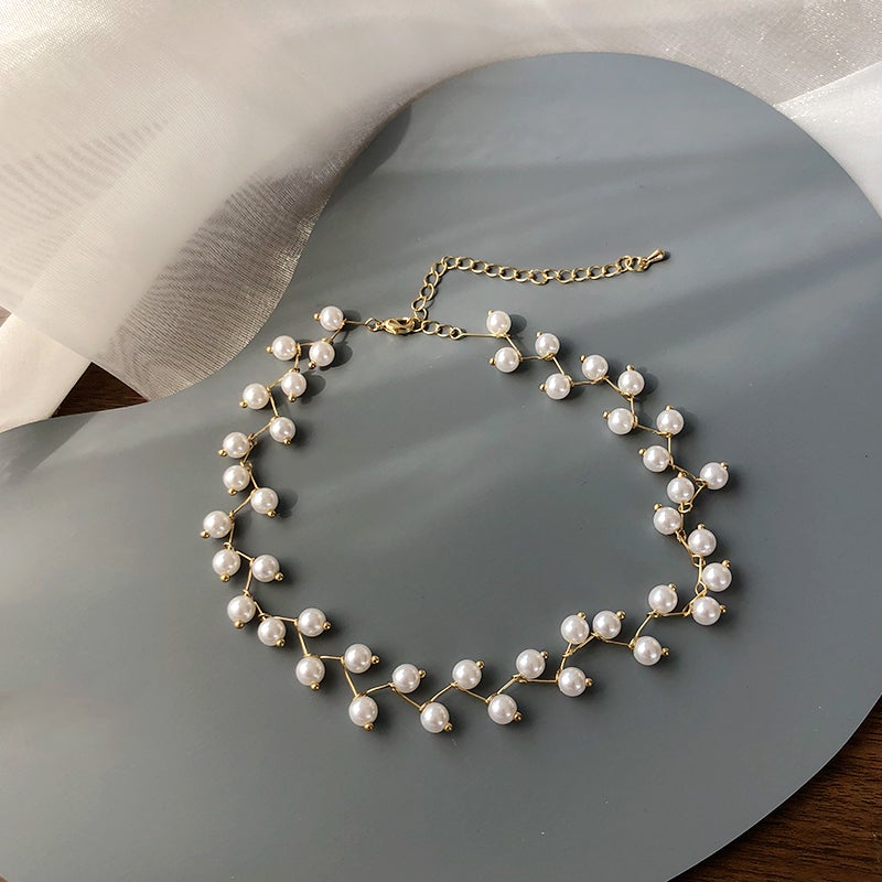 Lace Pearl Choker Necklace