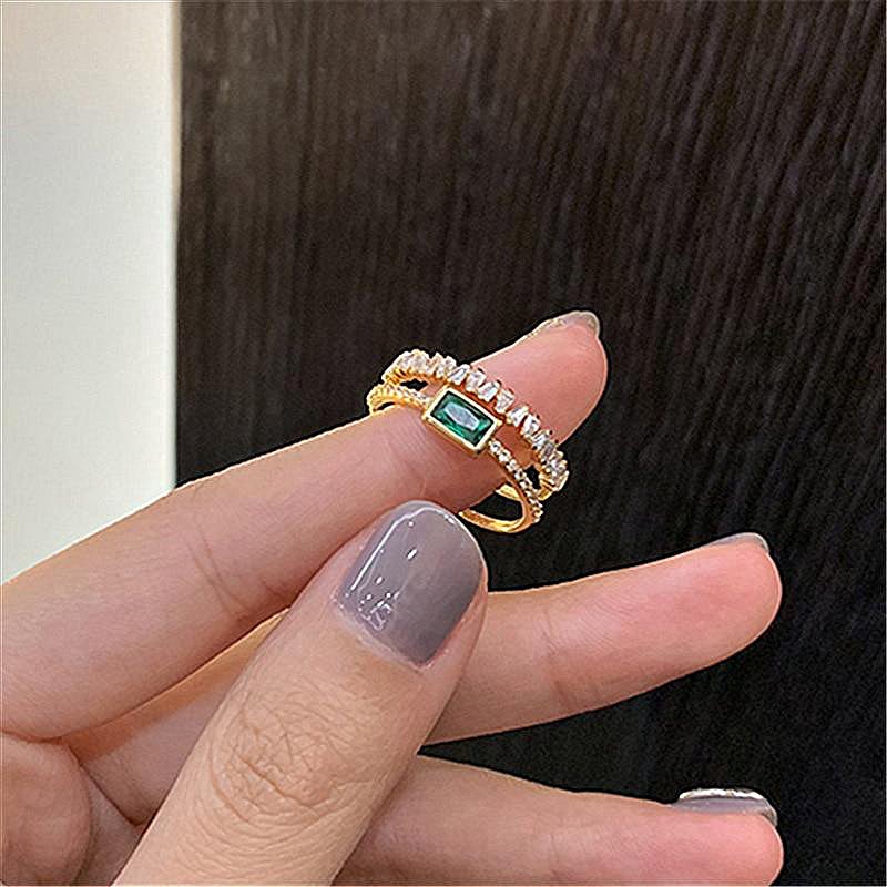 Layered Green Crystal Ring