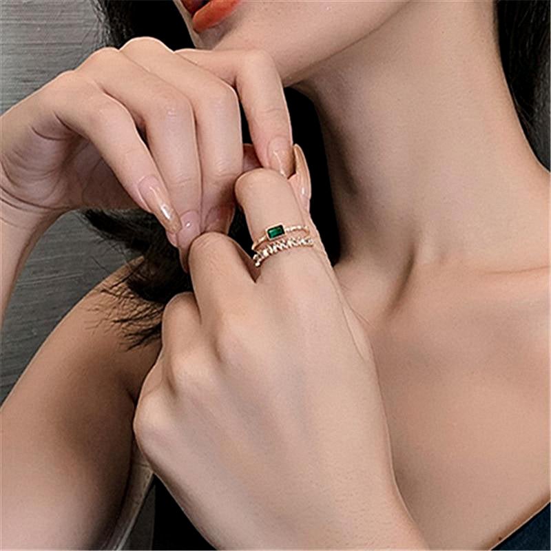 Layered Green Crystal Ring