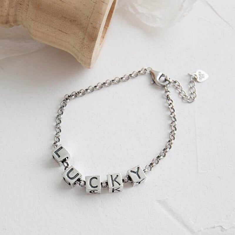 ‘Lucky’ Letter Charm Bracelet