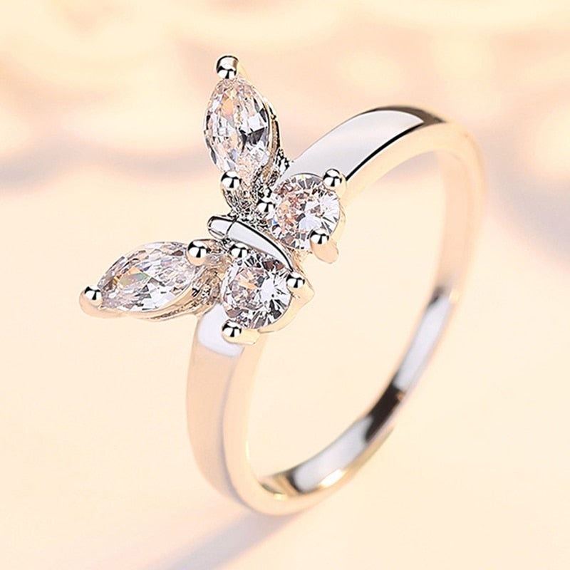 Luxe Crystal Butterfly Ring