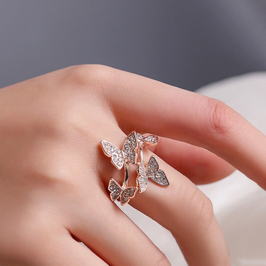 Luxury Crystal Butterfly Ring