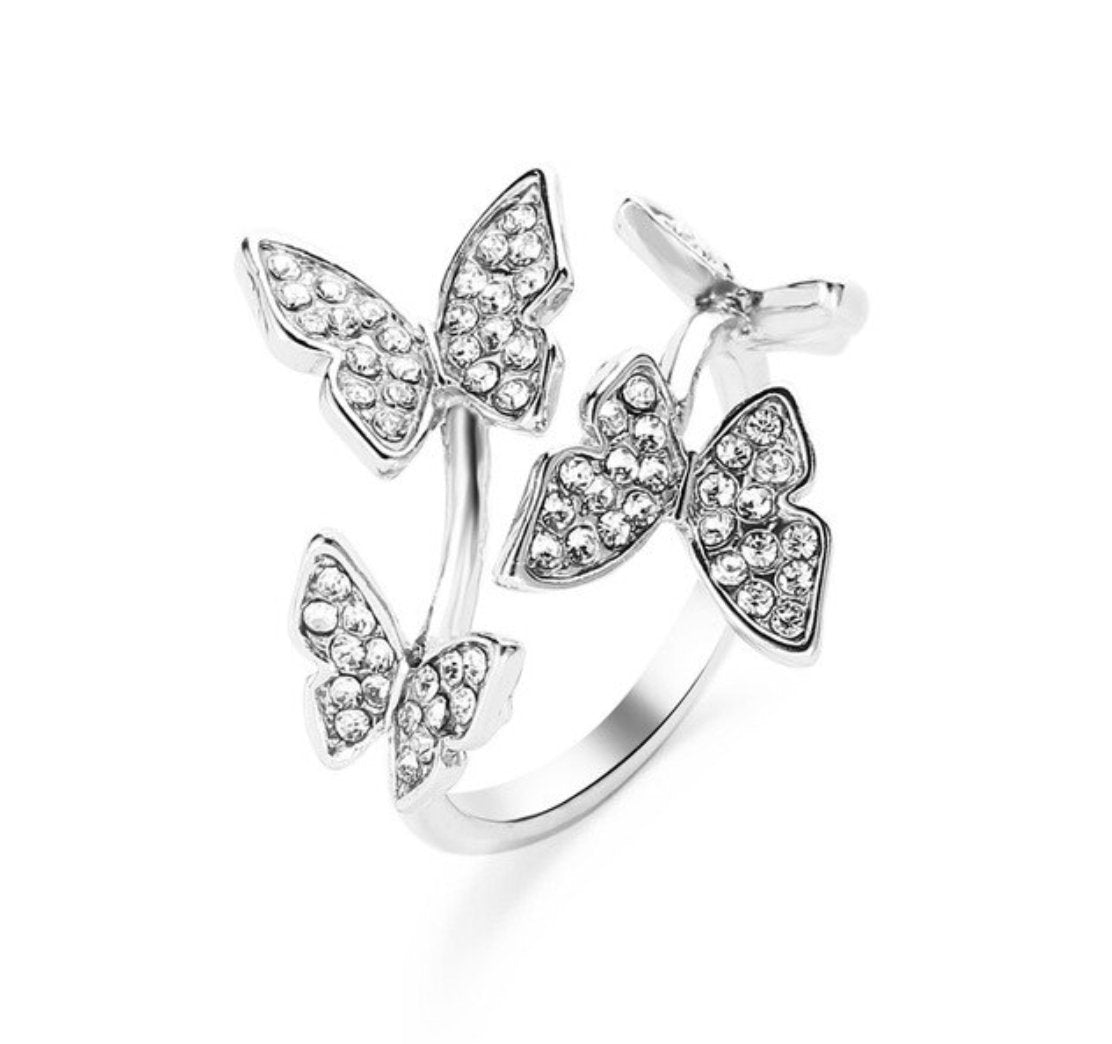 Bague papillon en cristal de luxe