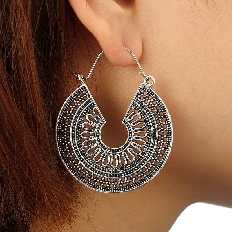 Boucles d'oreilles créoles Mandala