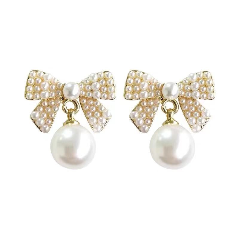 Mary Pearl Bow Earrings