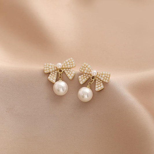 Mary Pearl Bow Earrings