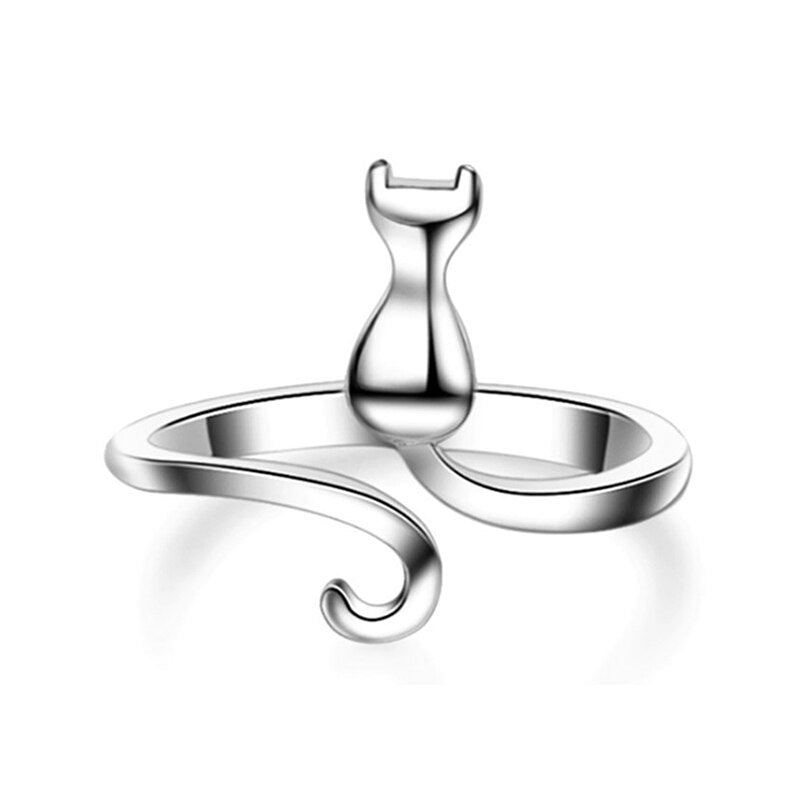 Bague en argent chat de minuit