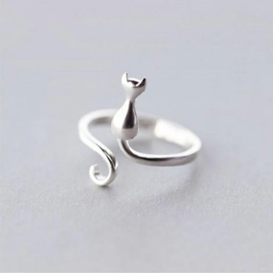 Bague en argent chat de minuit