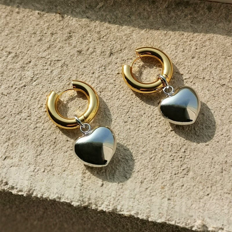 Boucles d'oreilles pendantes cœur Mila