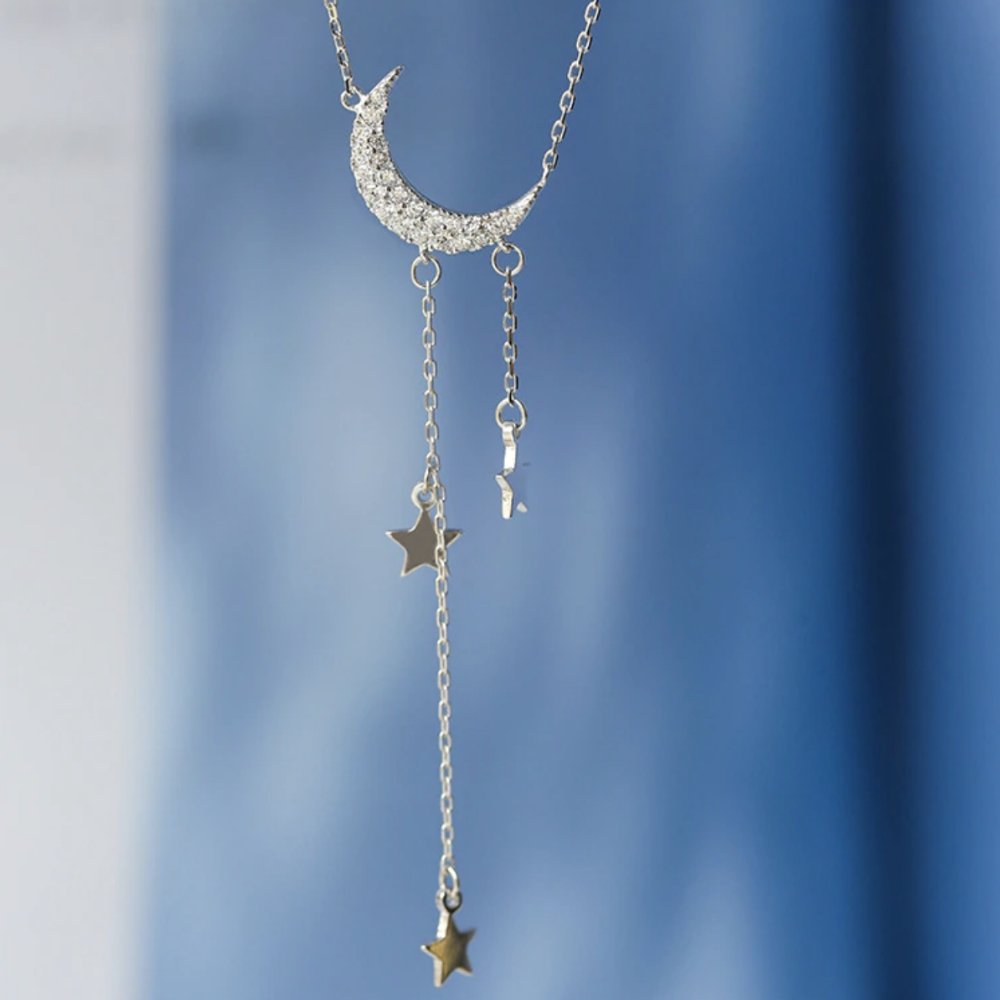 Moon & Star Necklace & Earrings Set