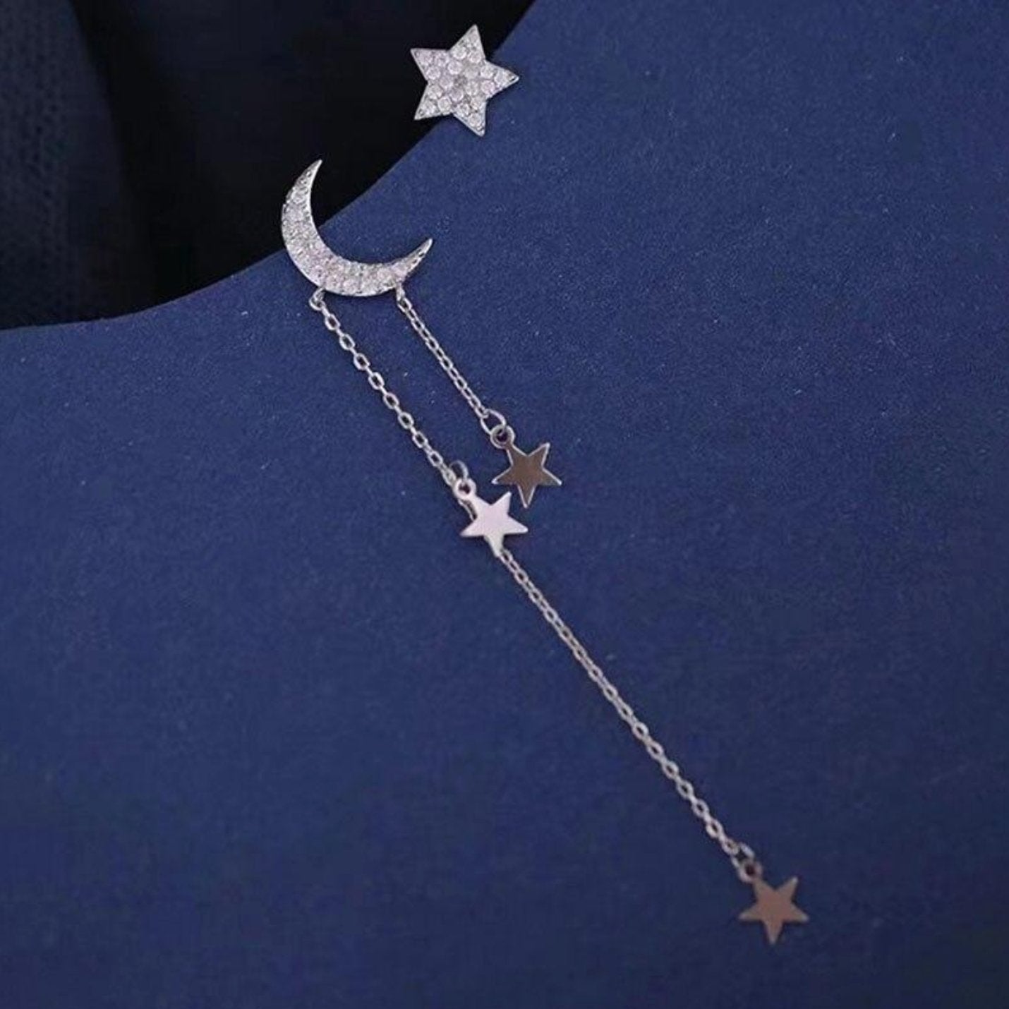 Moon & Star Necklace & Earrings Set