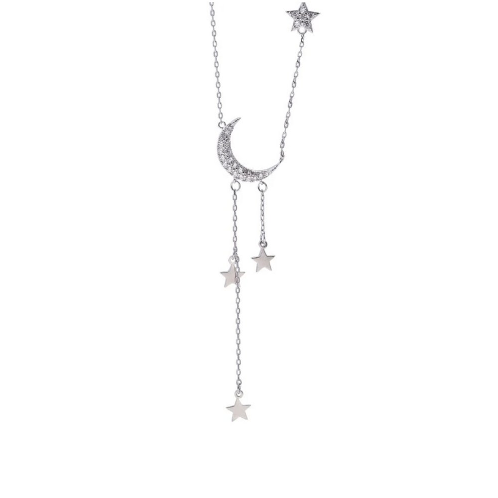 Collier en argent sterling lune et étoile