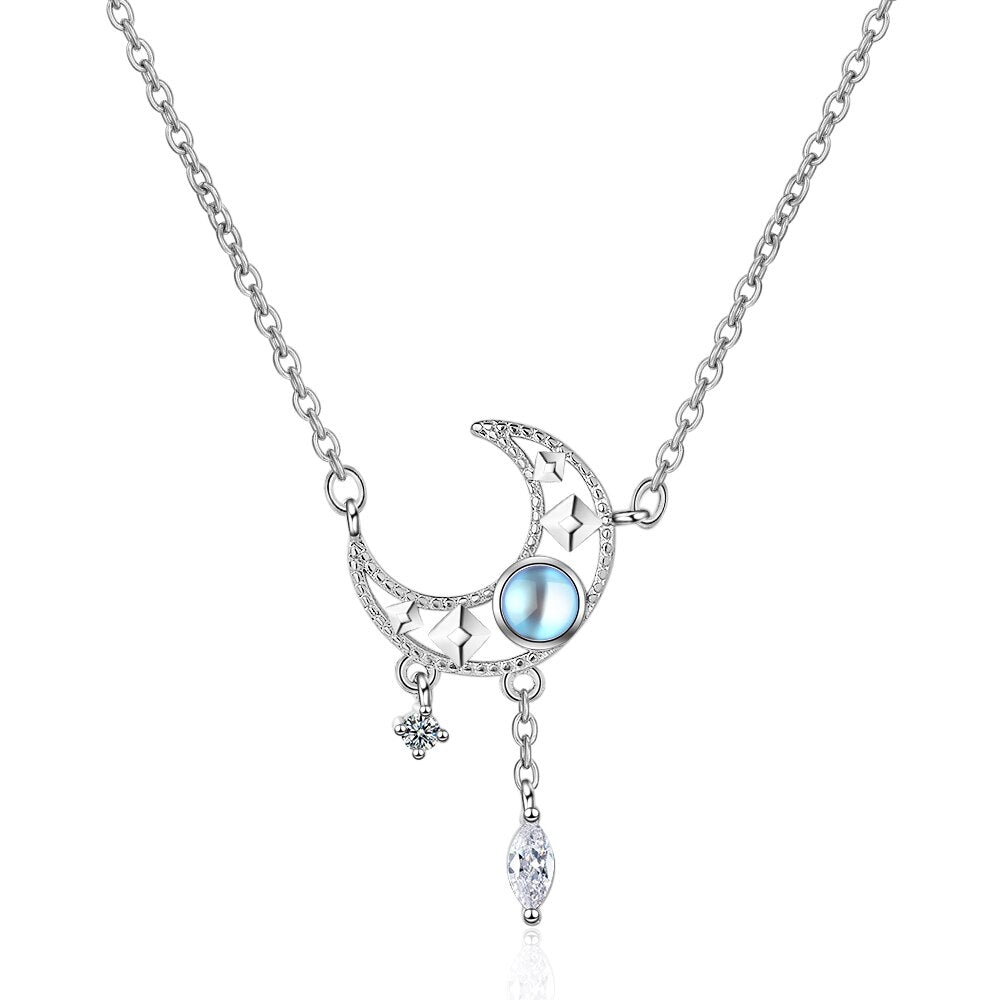 Collier pompon pierre de lune