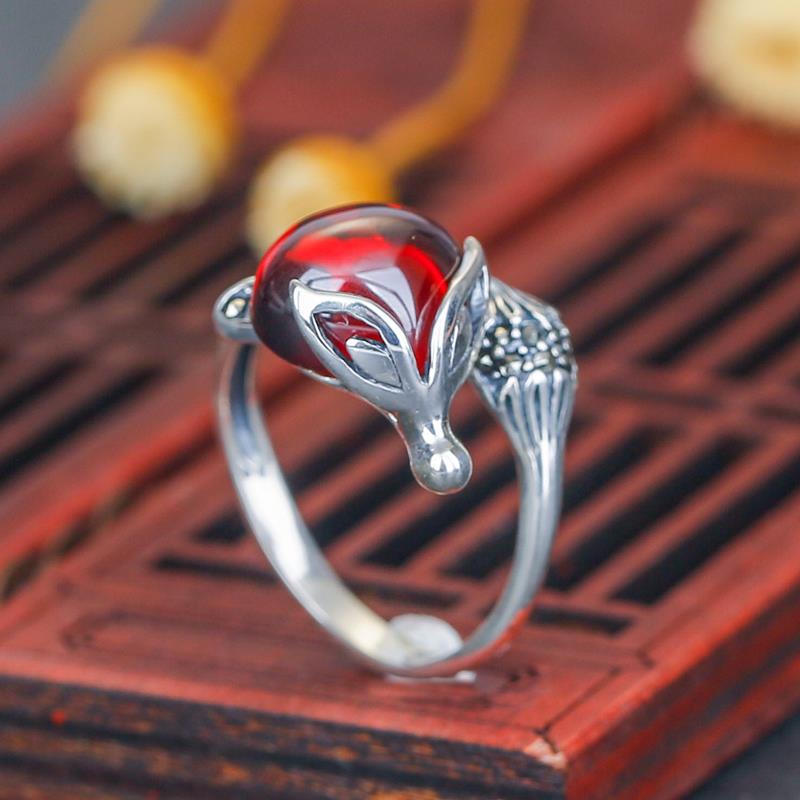 Mosaic Sterling Silver Fox Ring