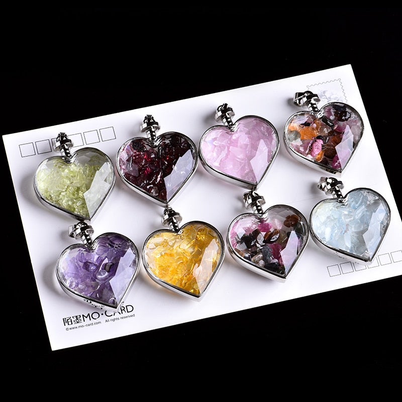 Natural Crystal Heart Necklace