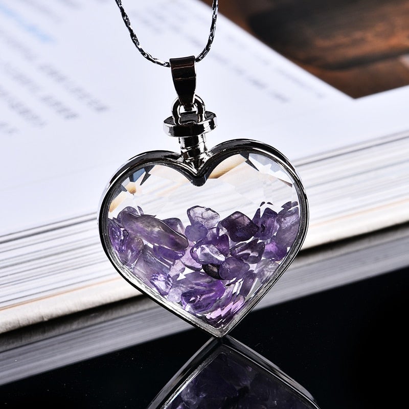 Natural Crystal Heart Necklace