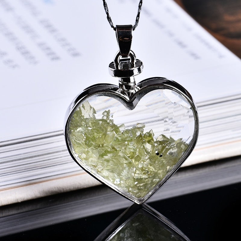 Natural Crystal Heart Necklace