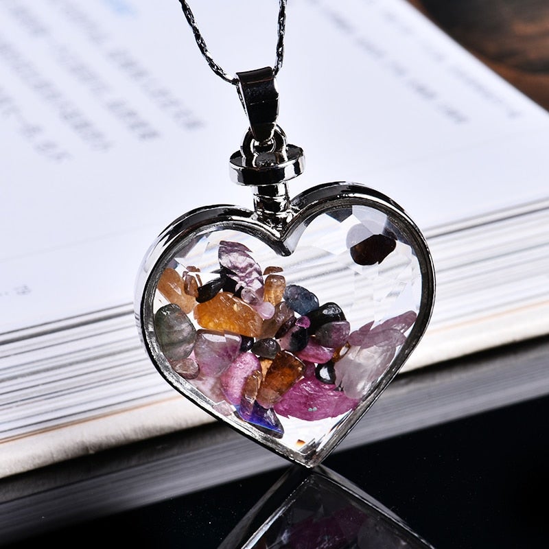 Natural Crystal Heart Necklace